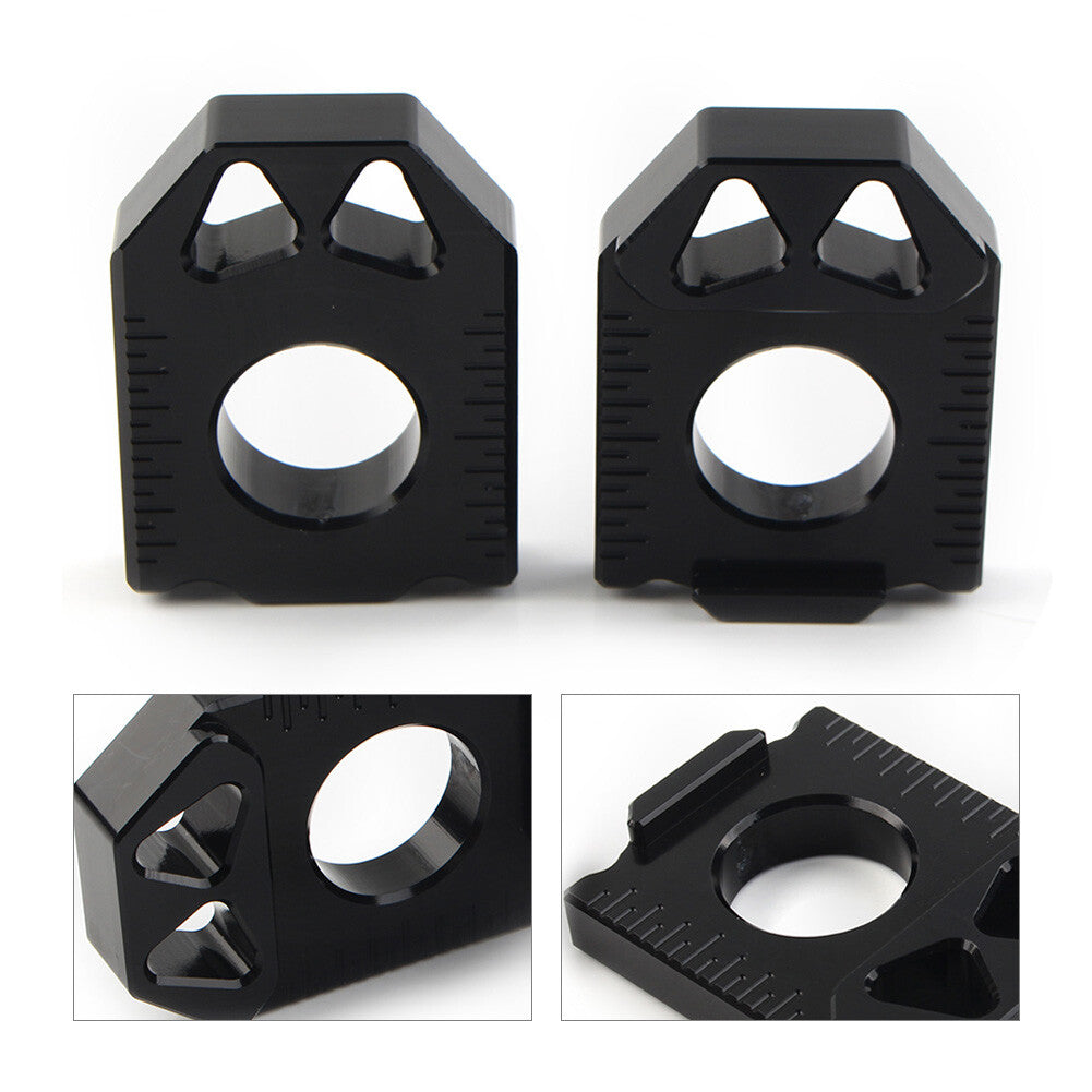 2x Rear Chain Adjuster Axle Block Aluminum for SUZUKI DRZ400SM 2004-2015 Black