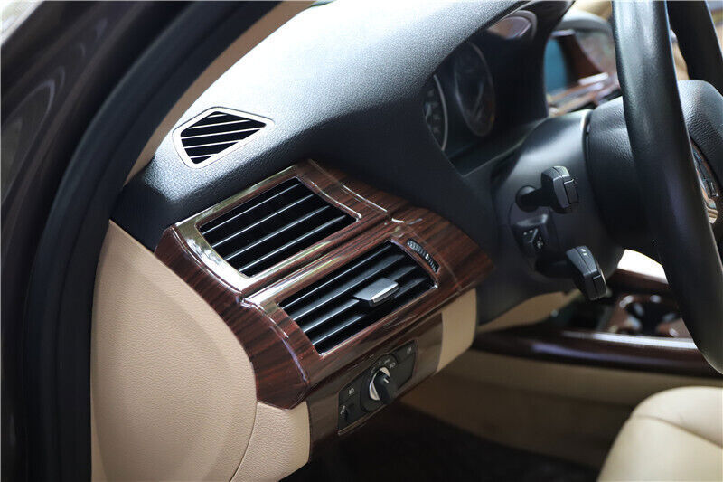 for BMW X5 2008-13 Wood Grain Inner Headlight Control Button Frame Cover Trim 1P