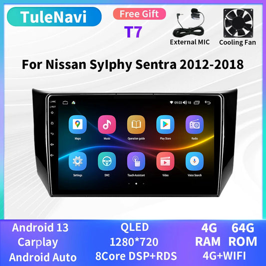 for Nissan Sylphy B17 Sentra 2012-2018 Car Radio Auto CarPlay Screen GPS Player