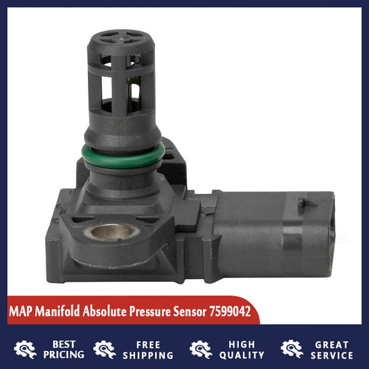 MAP manifold absolute pressure sensor 7599042 is compatible with for BMW X5, X6, 640i, 650i, and 750i. (new)