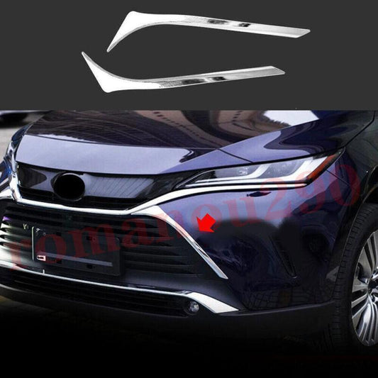 for Toyota Venza 21-24 Chrome Front Center Side Mesh Grille Grill Cover Trims 2P
