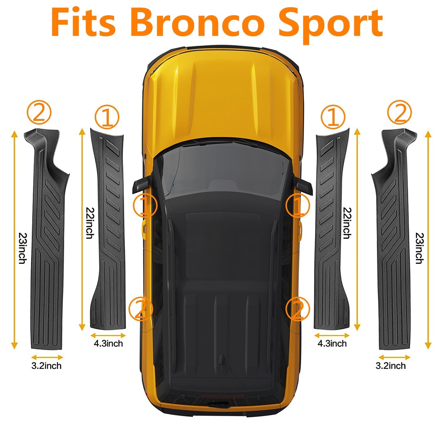 Rubber Door Entry Guards for Ford Bronco Sport 2021 2022 2023 Accessories 4-PACK