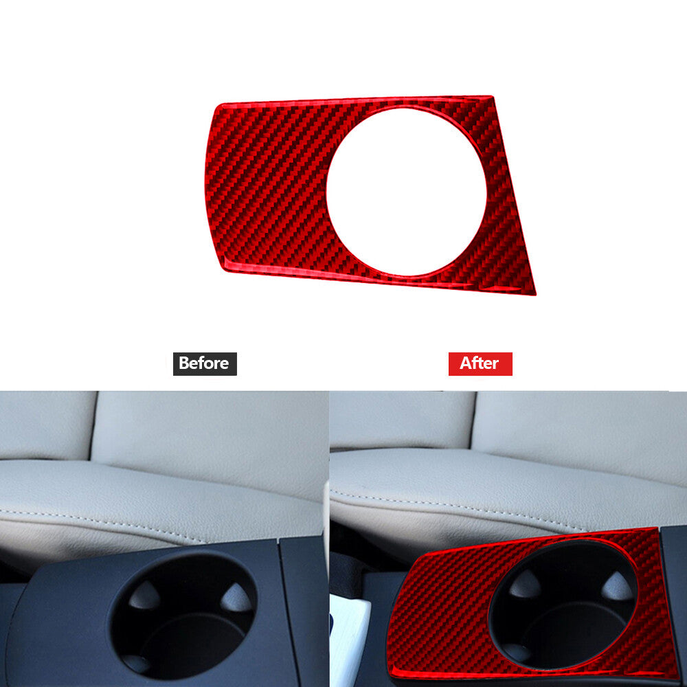 Red Carbon Fiber Inner Watercup Panel Decorative Cover Trim for BMW X3 2004-2010