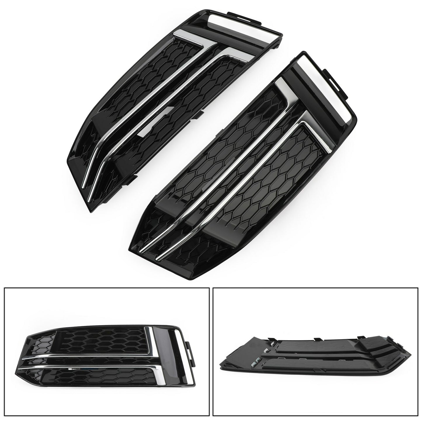 Chrome front bumper fog light grille protector for 2016-2018 for Audi A4 B9 S-LINE