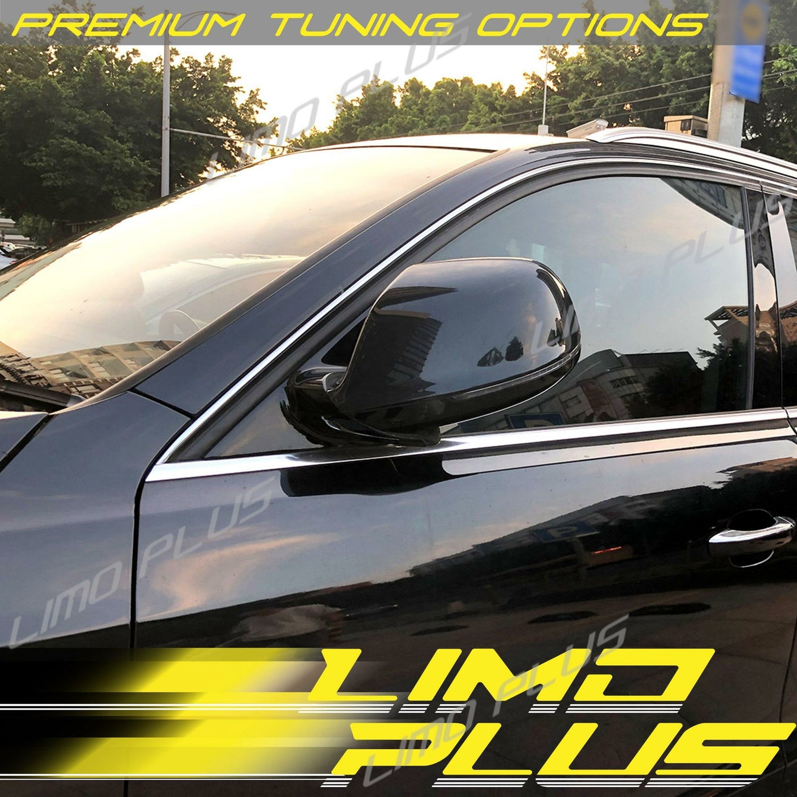 2-Piece Glossy Black Mirror Protective Case for Audi Q5, SQ5, Q7, SQ7 10-15 with Lane Assist