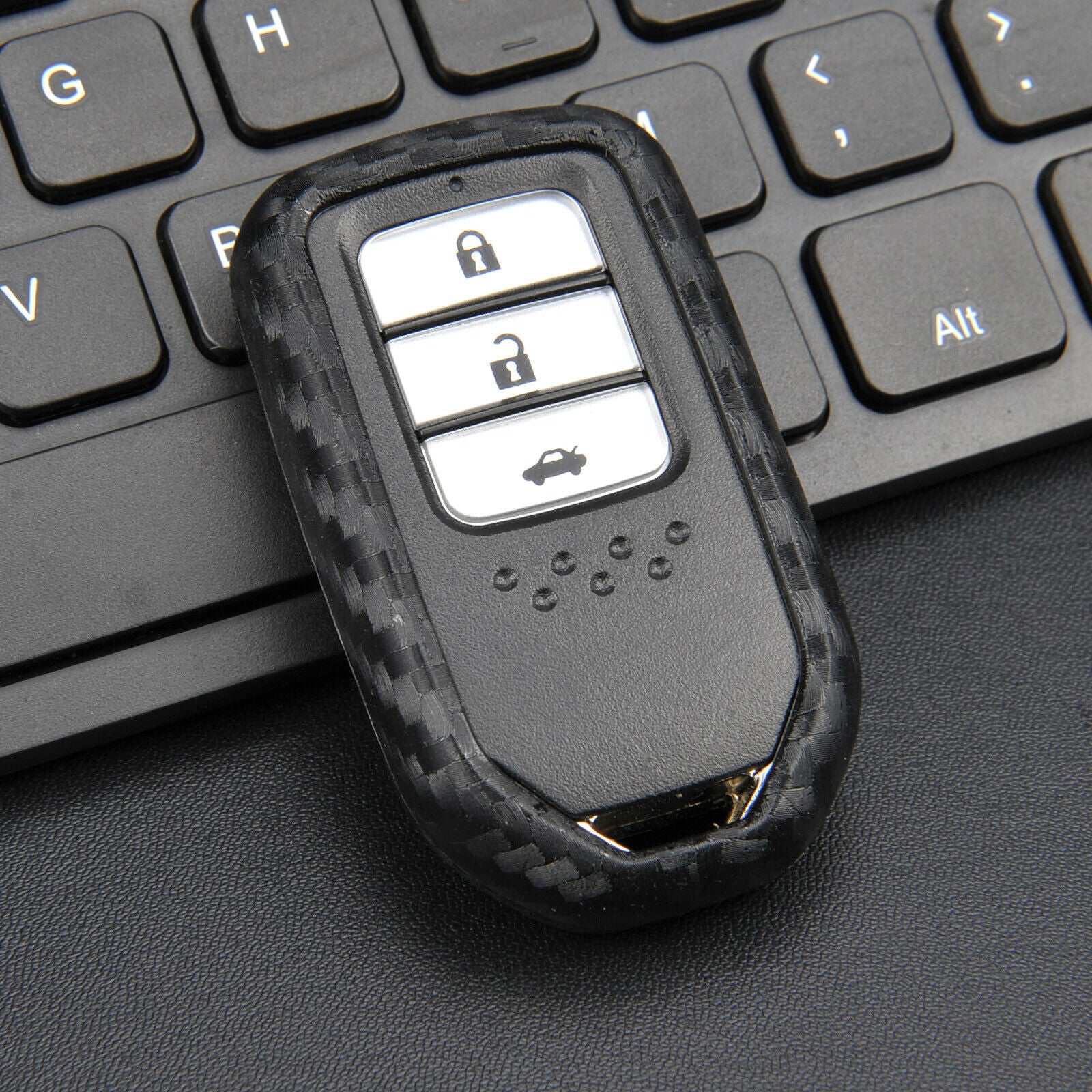 for Honda for Civic /Accord/HR-V/CR-V Silicone Carbon Fiber Car for Smart Key Case Cover