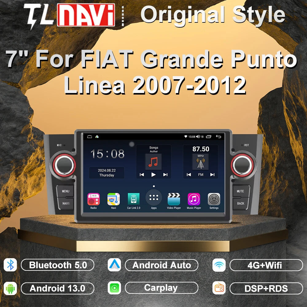 for Fiat Grande Punto Linea 2007-2012 Car Radio CarPlay GPS Multimedia Player