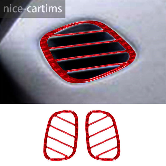 2¡ÁRed Carbon Fiber Dashboard Demist Air Vent Outlet Trim for Jaguar XF 2009-2011