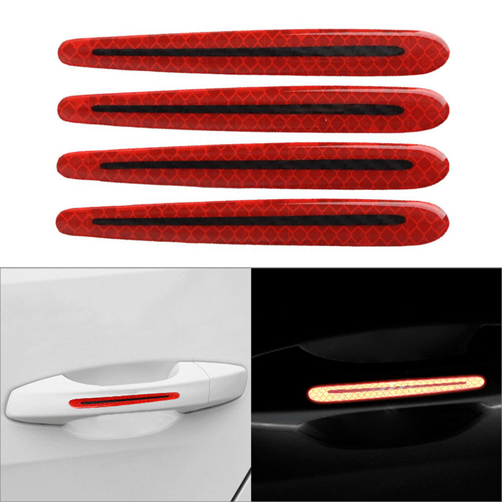 4x Universal Carbon Fiber Car Door Handle Reflector Sticker Scratches Protection