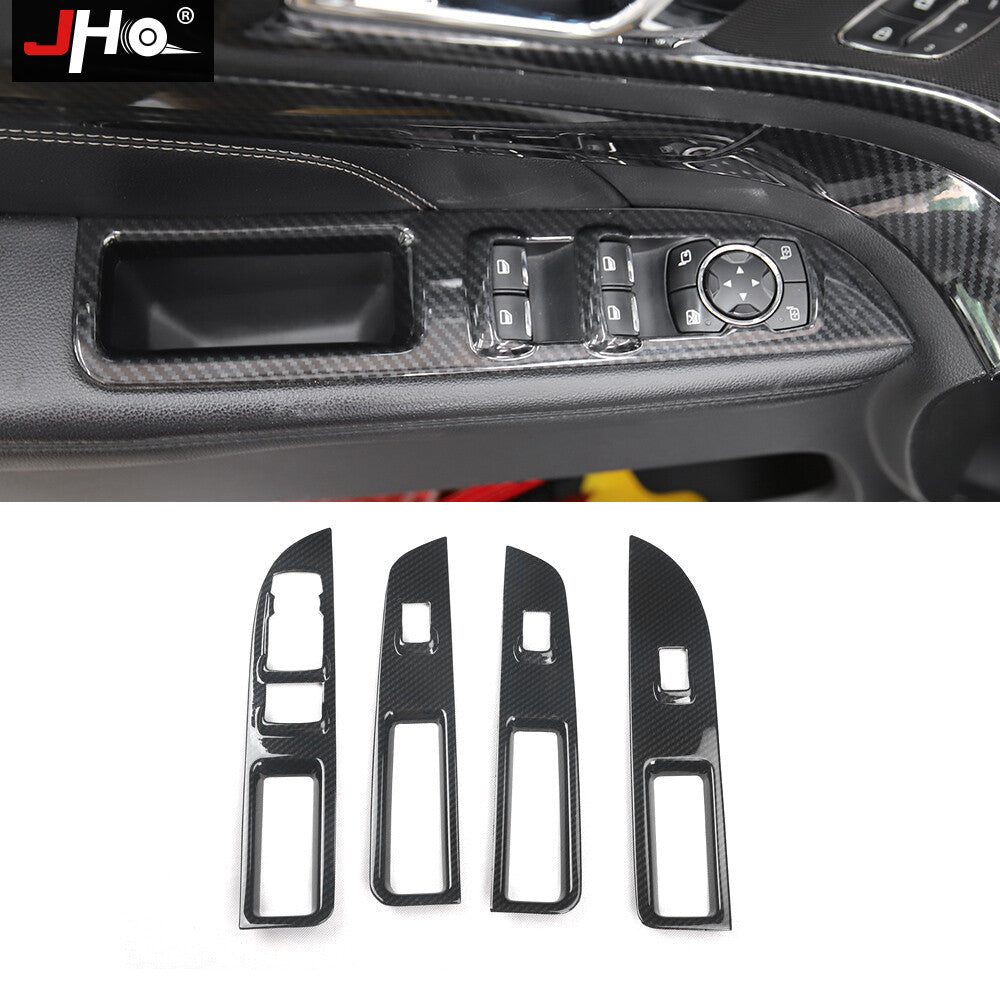 4x Carbon Fiber Car Window Switch Panel Cover Trim Black for Ford Explorer 2013+