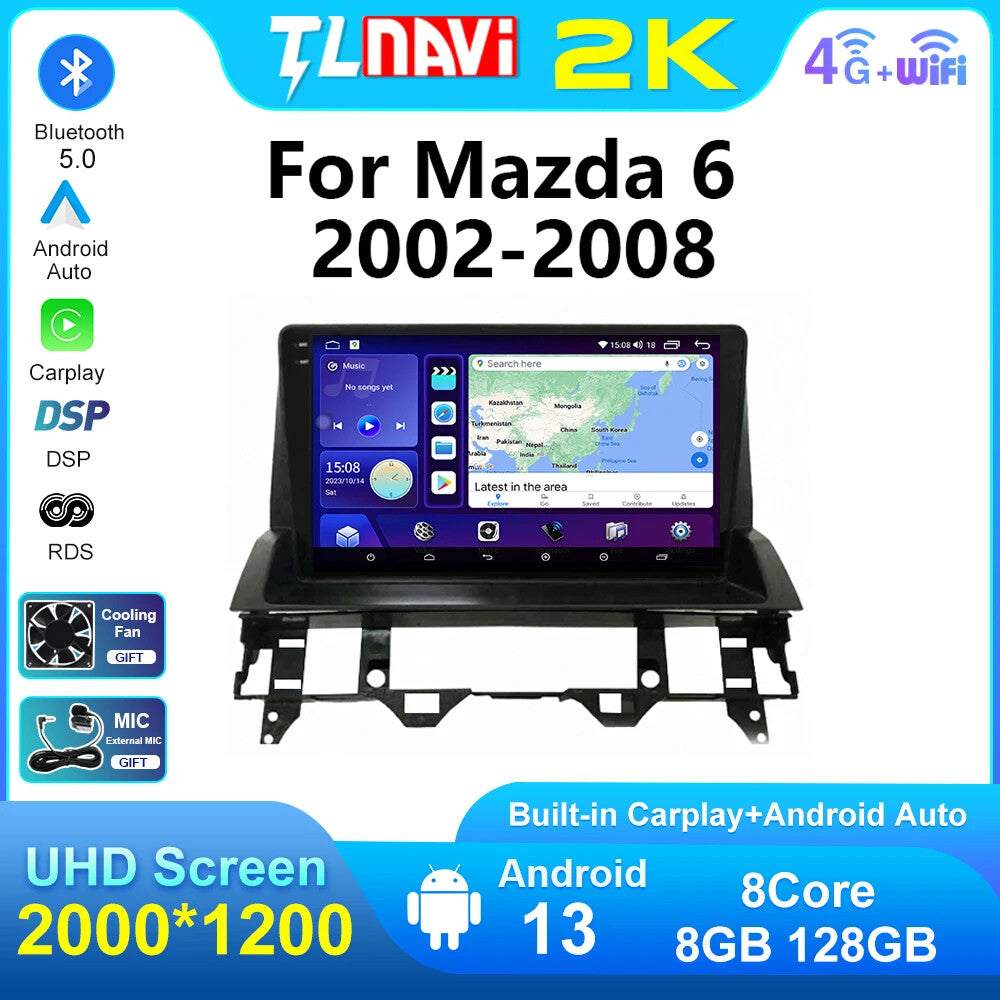 Android CarPlay Car Radio for Mazda 6 2002-2008 GPS Multimedia Player Screen 4G