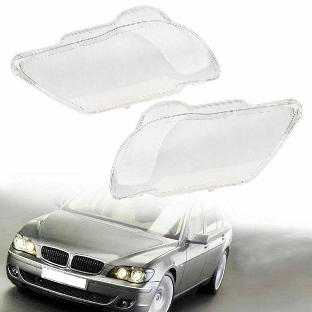 Pair Clear Headlight Lens Cover Headlamp Lens for BMW 7 E65 / E66 LCI 2005-2008