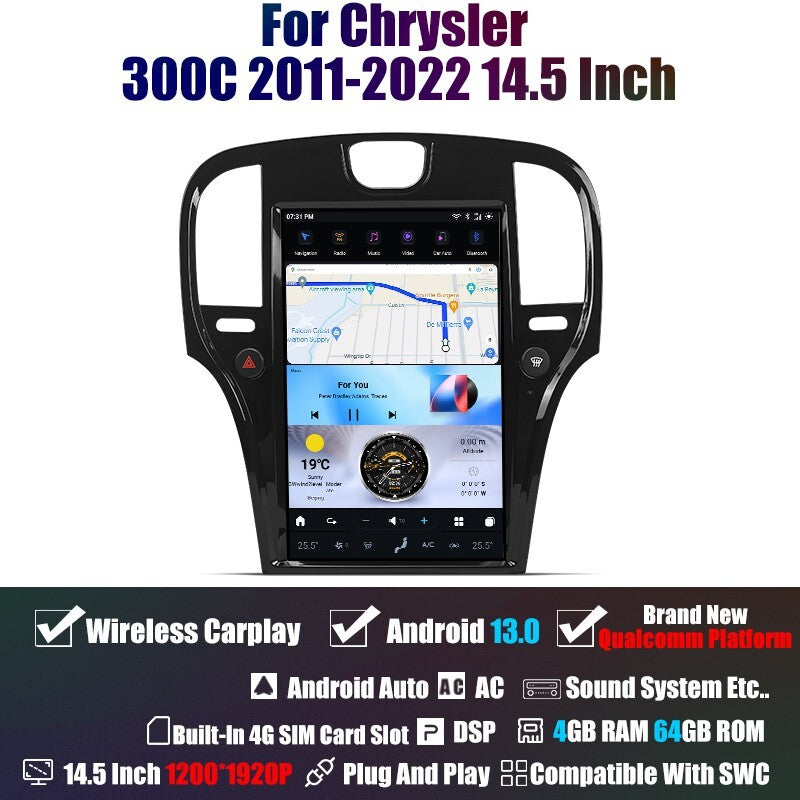 for Chrysler 300c 300s 2011-2022 Car Radio for Tesla Screen Stereo Receiver