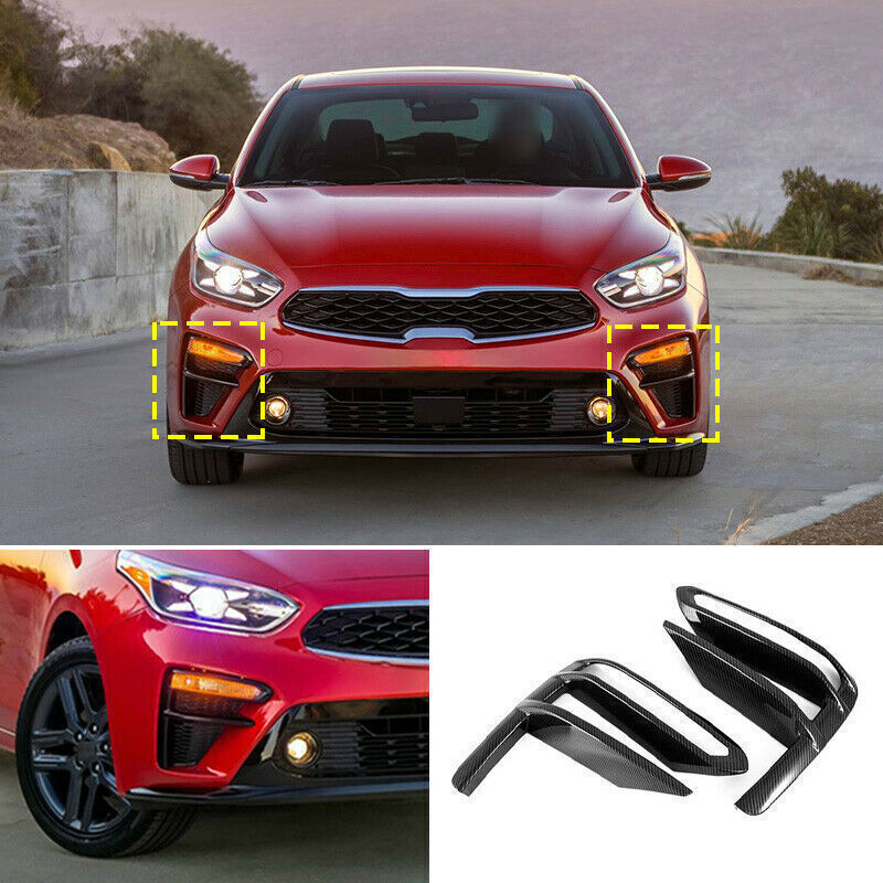 for Kia Forte Sedan 2019-2022 ABS Carbon Front Bumper Fog Light Lamp Cover Trims