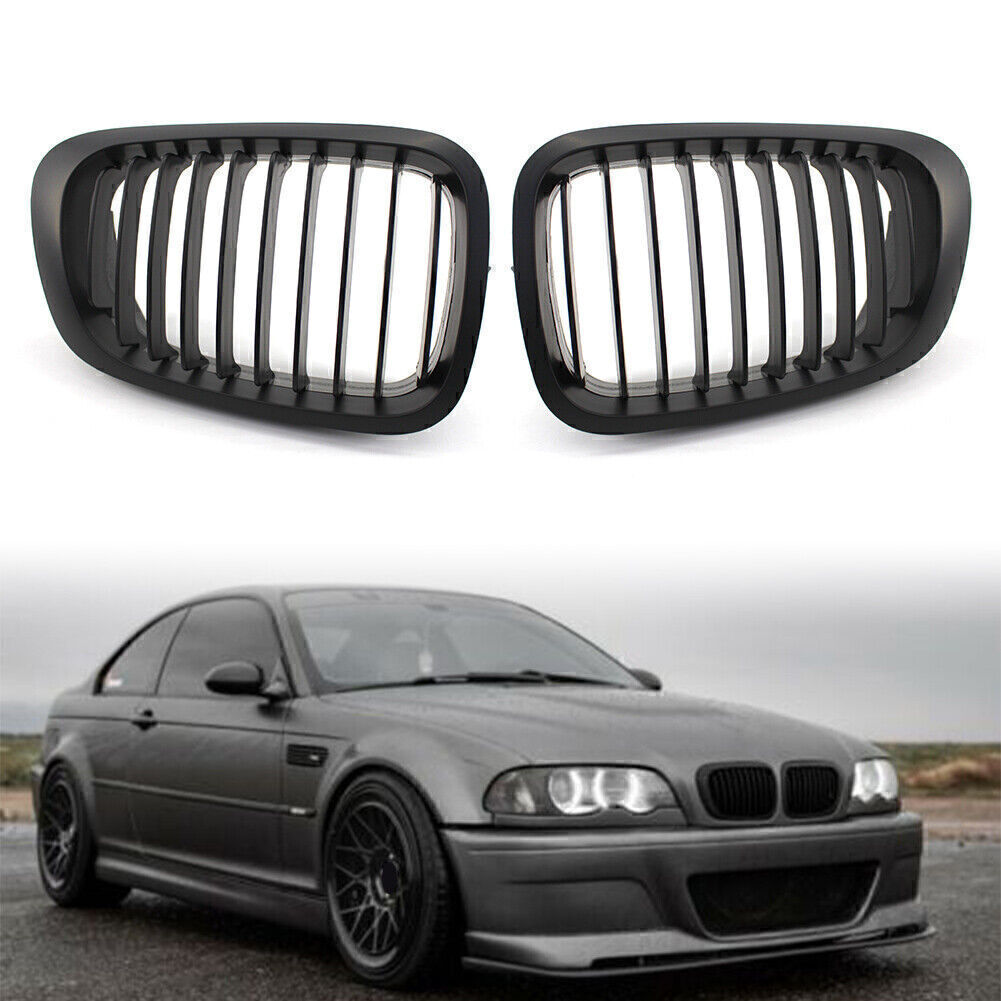 2x Front Kidney Bumper Grille Fit for BMW 3-Series E46 Coupe 1999-2003 Pre-facelift