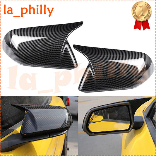 Carbon Fiber Horn Style Rearview Side Mirror Cover Fit for Ford for Mustang 2015-22