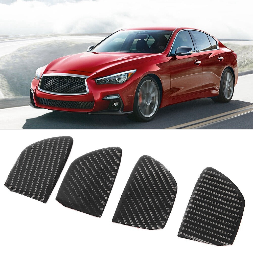 Auto 4Pcs Carbon Fiber Interior Door Handle Bowl Trim Cover For 0 Q60