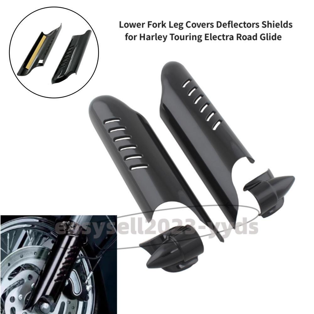 Fork Lower Leg Deflectors Shield Cover Black for Harley Touring FLHT 2000-2013