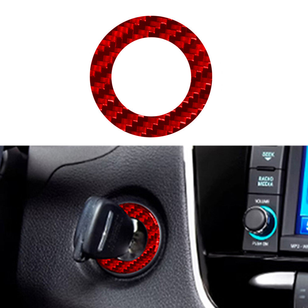 Red Carbon Fiber Ignition Key Ring Sticker Cover Trim for Chrysler 200 2011-2014