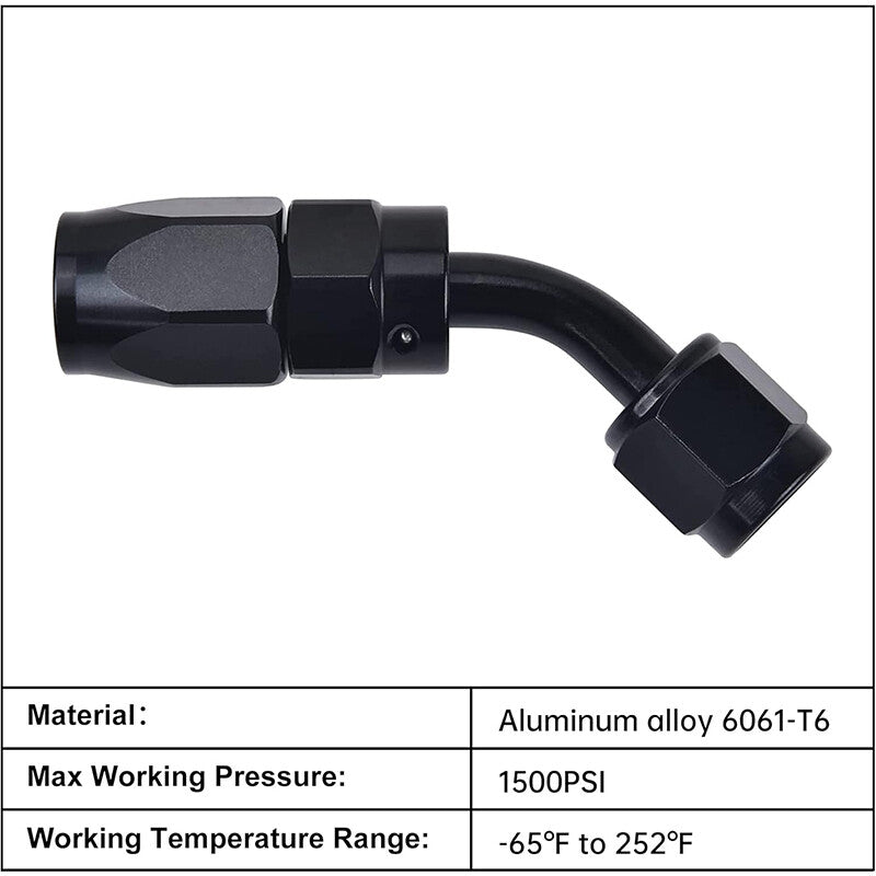 1Pc 45¡ã 45Degree Swivel Hose Line End Fitting Adapter AN10 10AN Fuel Oil Black