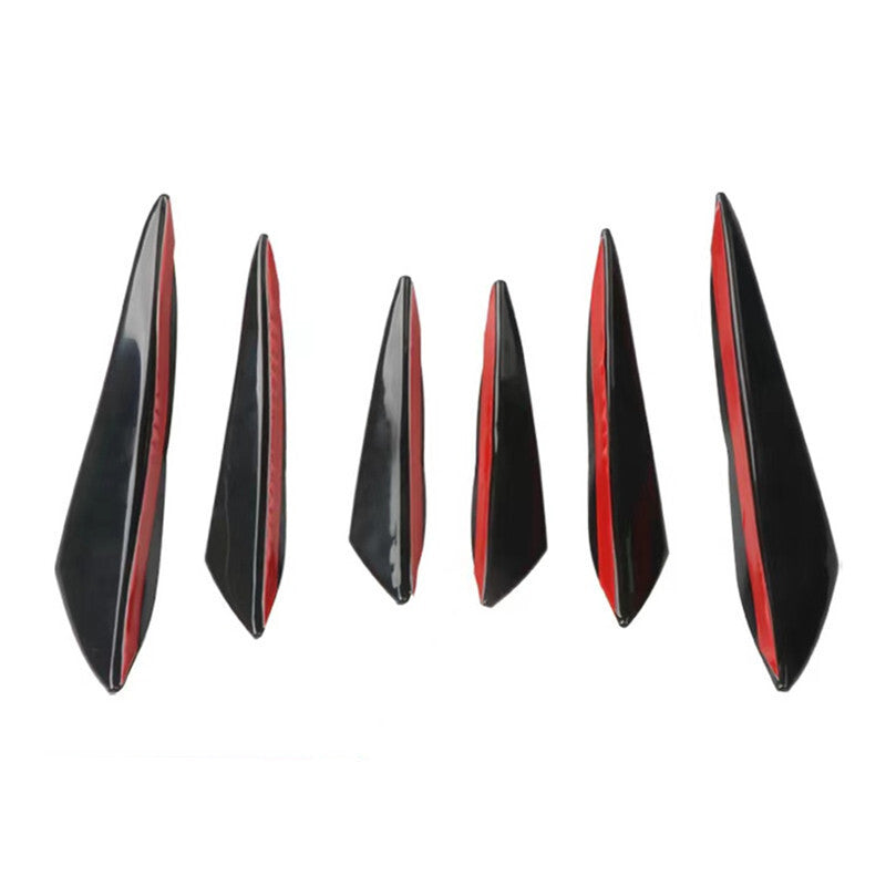 6pcs Universal Black Bumper Lip Rubber Fin Splitter Spoiler Canard Valence Pad