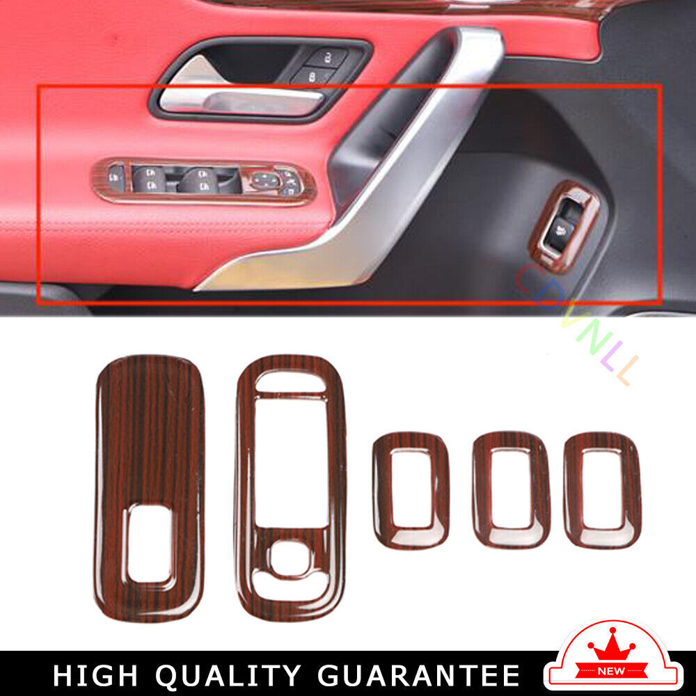 Glass Window Lifting Lock Panel Trim 5 for Mercedes-Benz AMG35 19-21 Red Wood