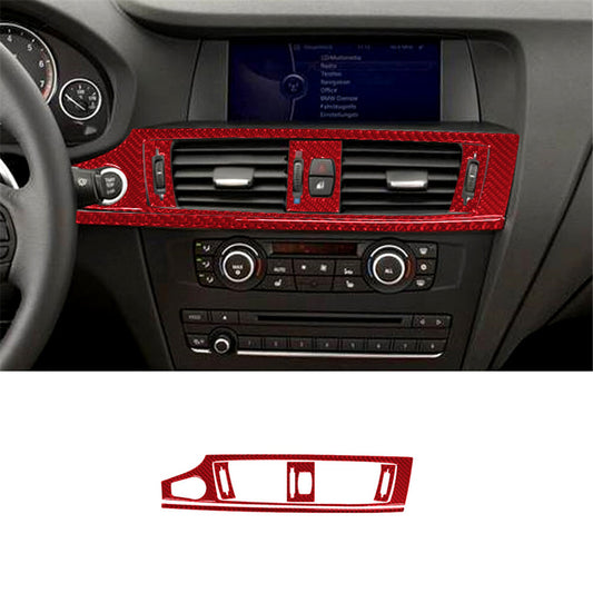 Red Carbon Fiber Center Vent Outlet Cover Trim for BMW X3 F25 X4 F26 2011-2017