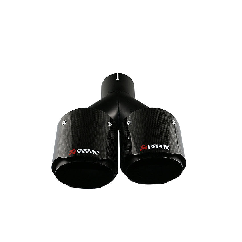 Pair For AK Exhaust Tip Dual Pipe Tips ID:2.5 63mm OD:3.5 89mm Carbon Fiber