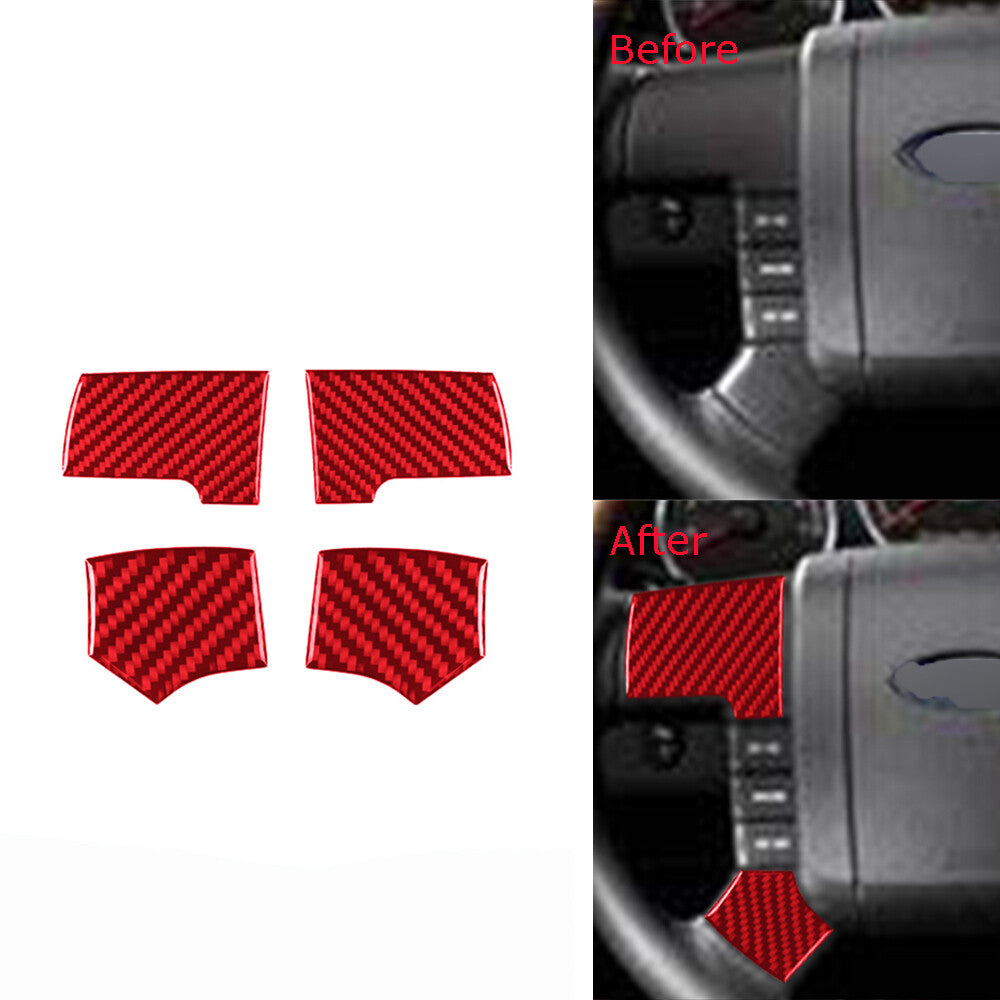 Red Carbon Fiber Steering Wheel Button Accent Trim Cover for Ford F150 2004-08