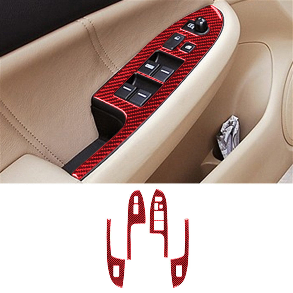 Red Carbon Fiber Window Switch Panel Trim Cover for Honda Accord Sedan 2003-2007