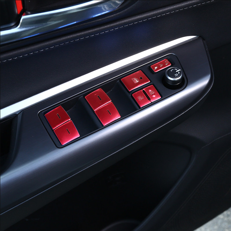 11P Red Alloy Window Lift Button Switch Trim Stickers For 2021-2023 for Toyota Venza