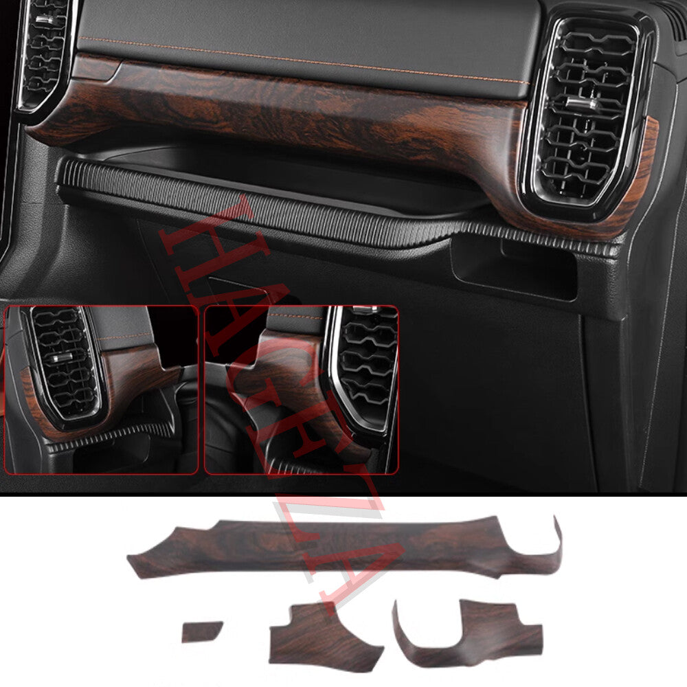 for Ford Ranger 2023+ Center Console for Co -pilot Dashboard Cover Trim Wood Grain
