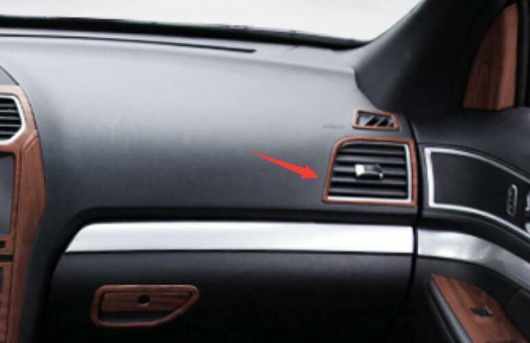 Console LR Air Outlet Vent 2PCS for Ford Explorer 2011-2019 Wood Grain Steel