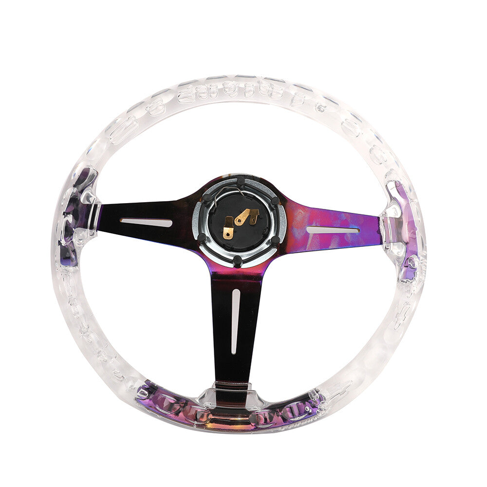 14 350mm Aluminum Racing Acrylic Steering Wheel with Quick Release Neo Chrome
