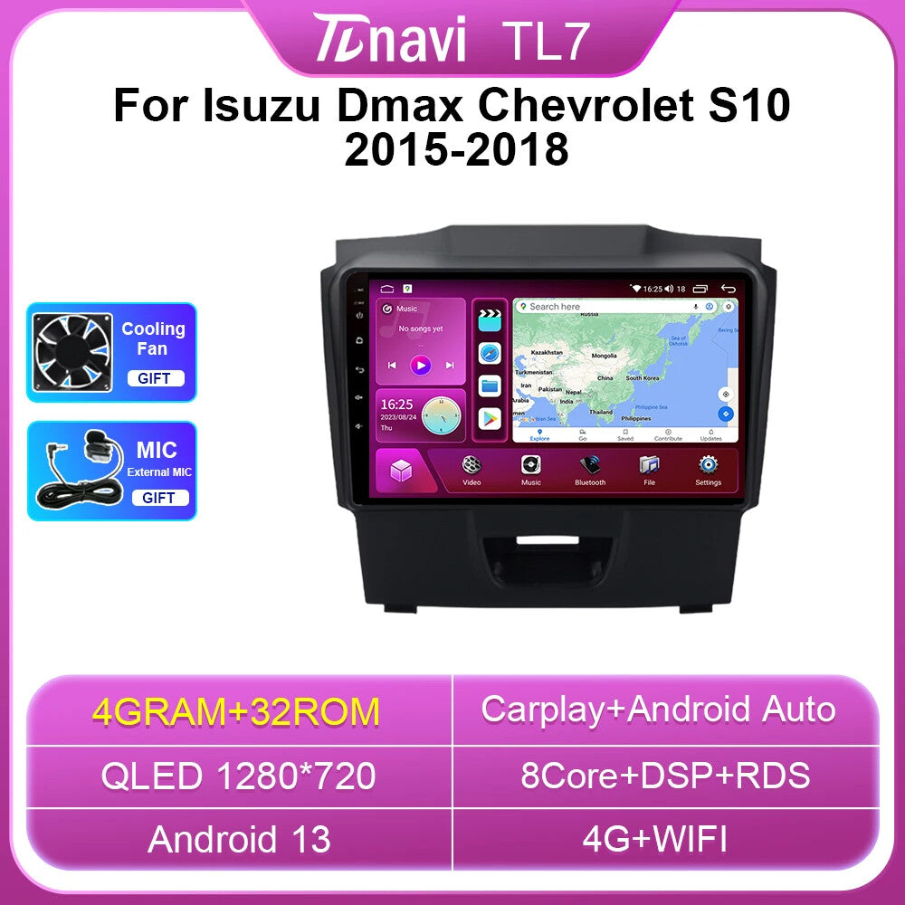 for Isuzu DMAX for Chevrolet S10 2015-2018 Car Radio CarPlay GPS Multimedia Player