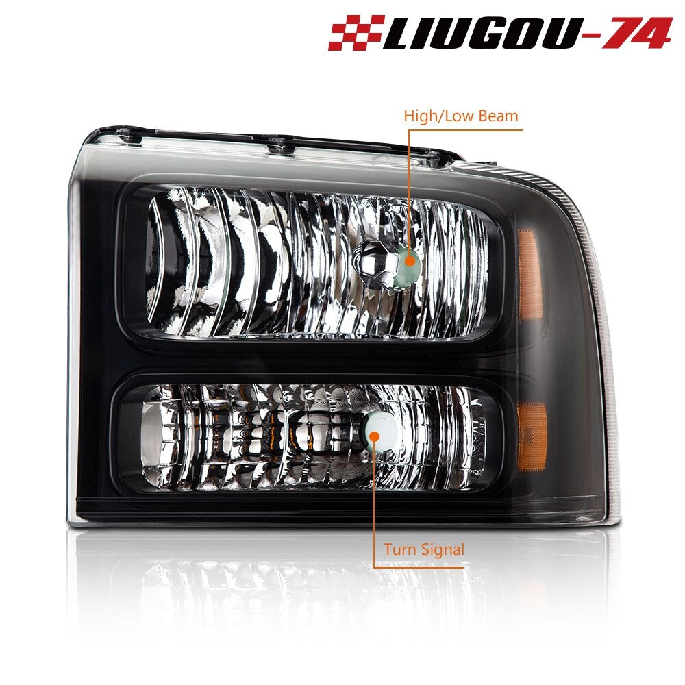 Suitable for 2005-2007 for Ford F250/F350 projector headlights (left + right -).
