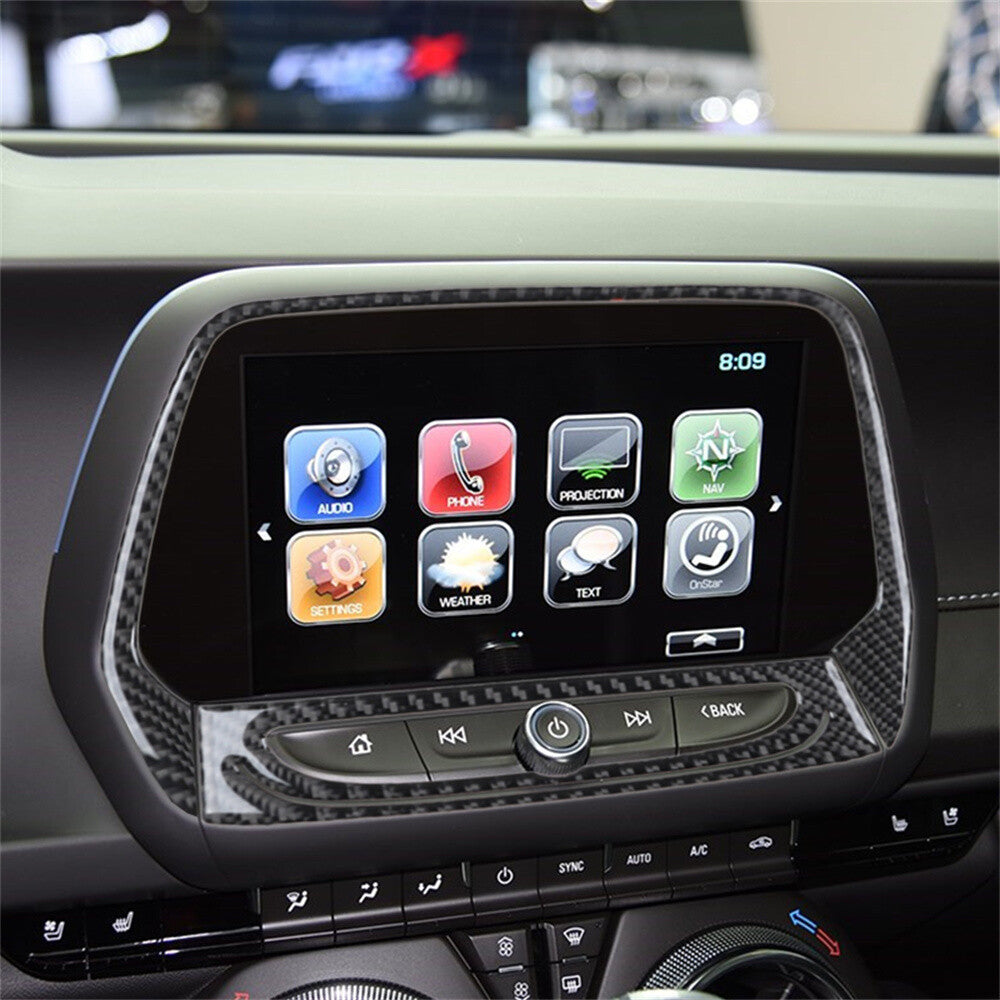 Carbon Fiber 8 inch Touch Screen GPS Navigation Cover for Chevrolet Camaro 2016+