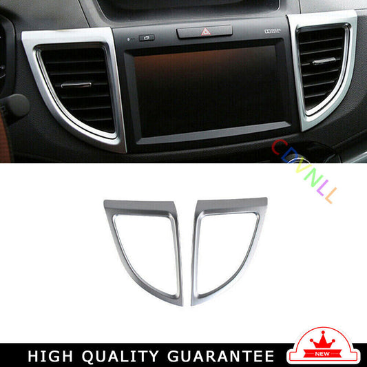 Middle Air Outlet Vent Cover Trim 2PCS for Honda CRV CR-V 2012-2016 Matte Silver