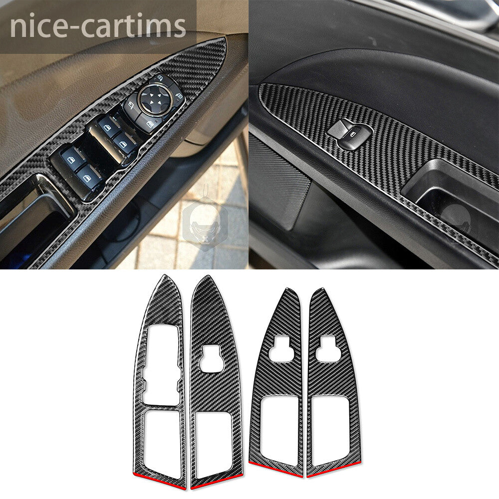 4¡ÁCarbon Fiber Window Lift Switch Button Trim Fit for Ford Fusion Mondeo 2018-19