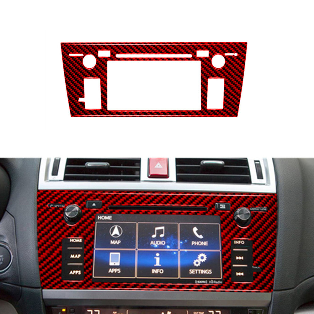 Red Carbon Fiber Navigation Cover Trim for Subaru Outback Legacy 2015-2017 TypeA