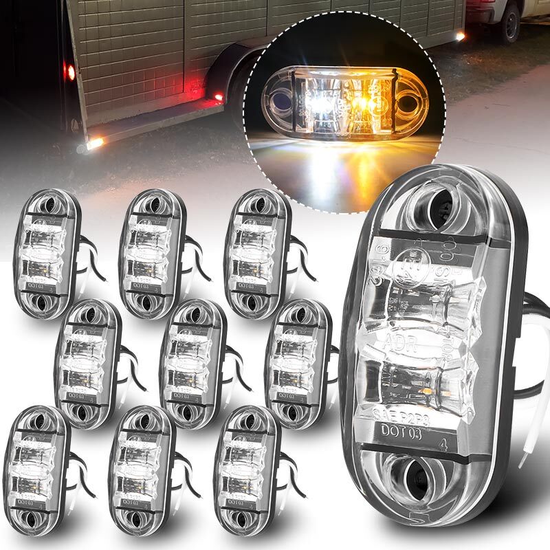 LED Side Marker Light Truck Trailer Round Side Bullet Light Amber White Lamps