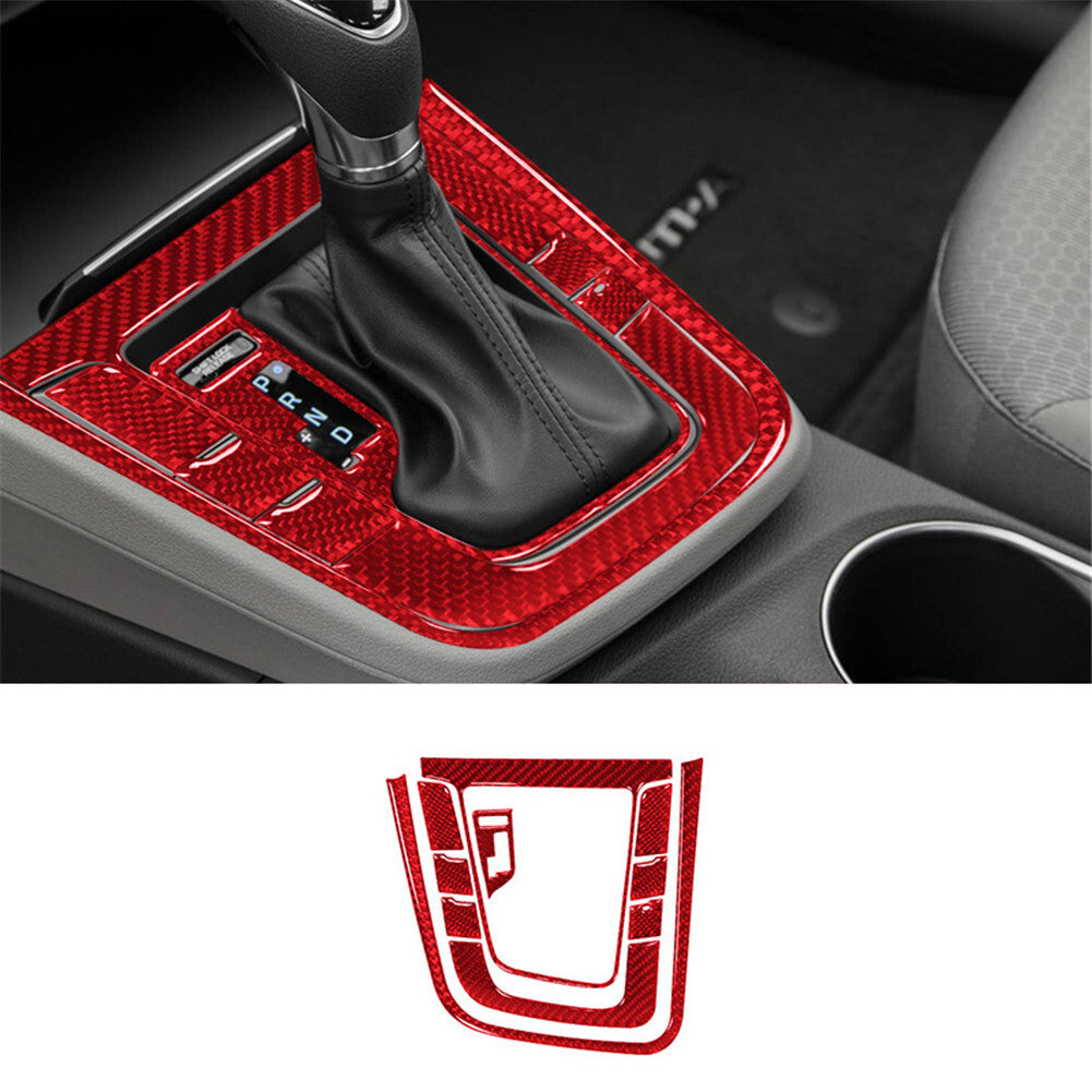 10Pcs Red Carbon Fiber Gear Shift Panel Cover Trim for Hyundai for Elantra 2016-2018