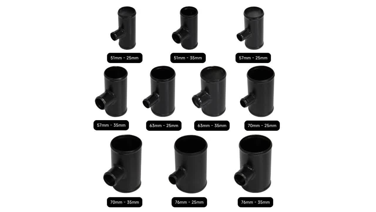 2.5 Blow Off Valve Adapter Aluminum T-Pipe Shape Tube For 35mm ID BOV Black