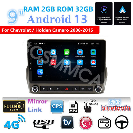 9 Android 13 Car Stereo Radio GPS Navigation Fit for Chevrolet Camaro 2008-2015
