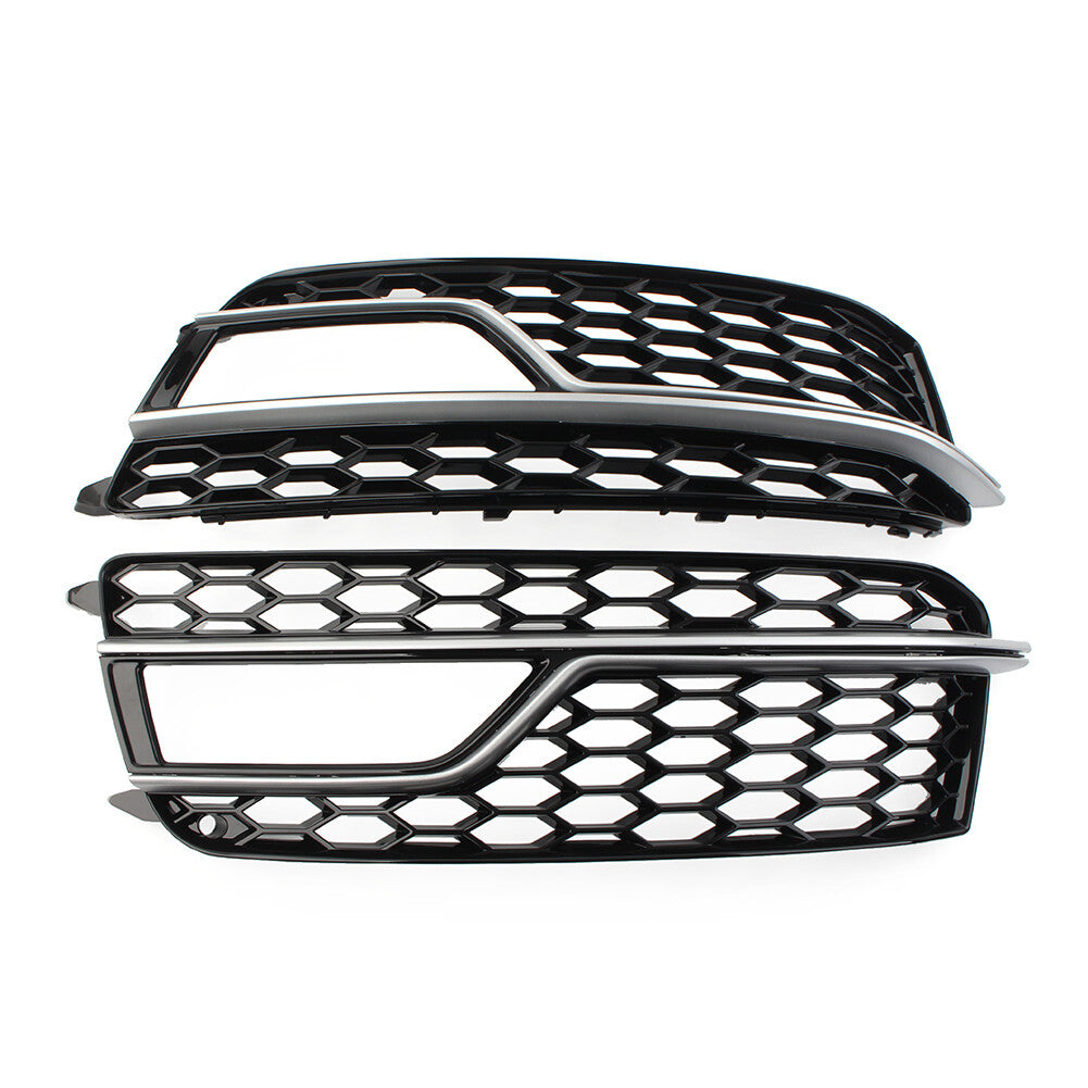 Pair Bumper Honeycomb Mesh Fog Light Grille Cover for Audi A5 S5 2013-17