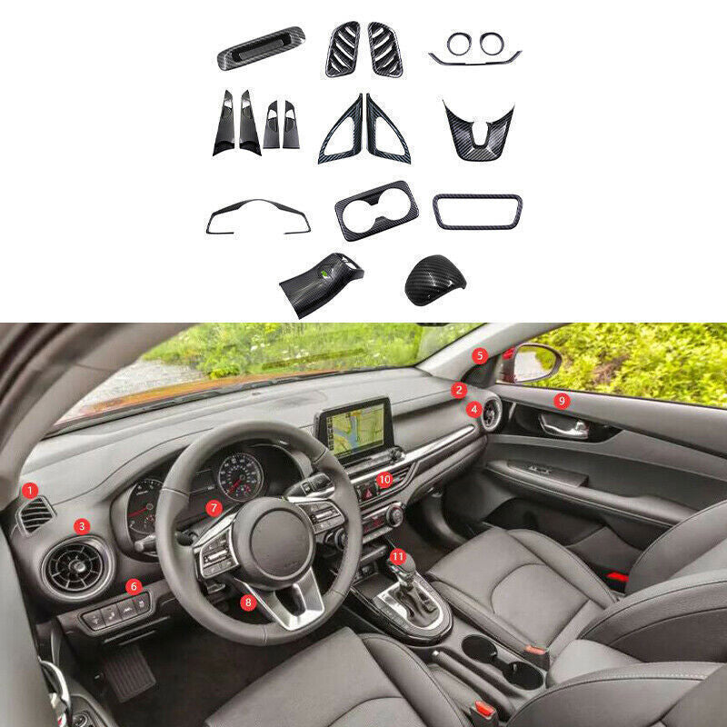 Carbon Fiber Abs Full Set Interior Moulding Cover Trim for Kia Forte K3 19-2021