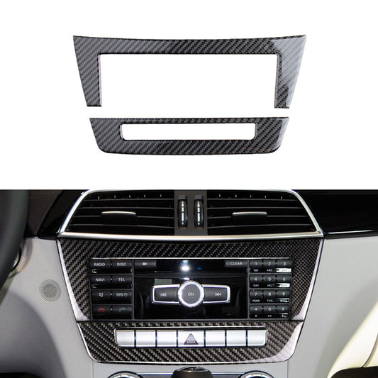 Carbon Fiber Center CD Control Panel Cover for Mercedes Benz C Class W204 11-13