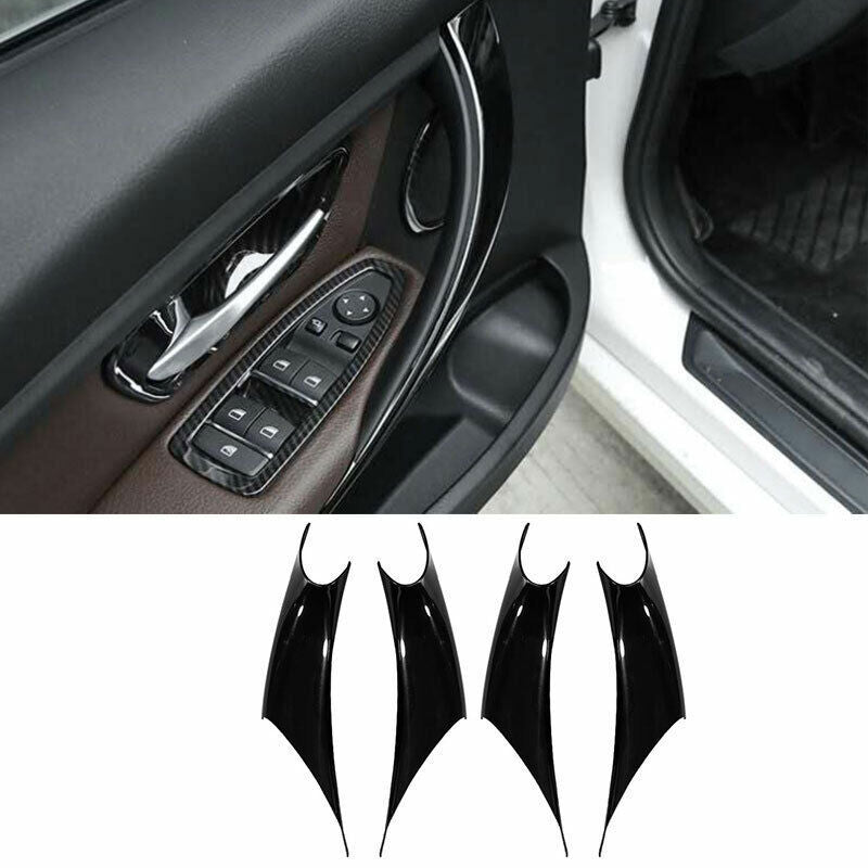 4DR Interior Door Armrest Cover Trim for BMW 3 4 Series GT 2014-18 ABS Black 4P