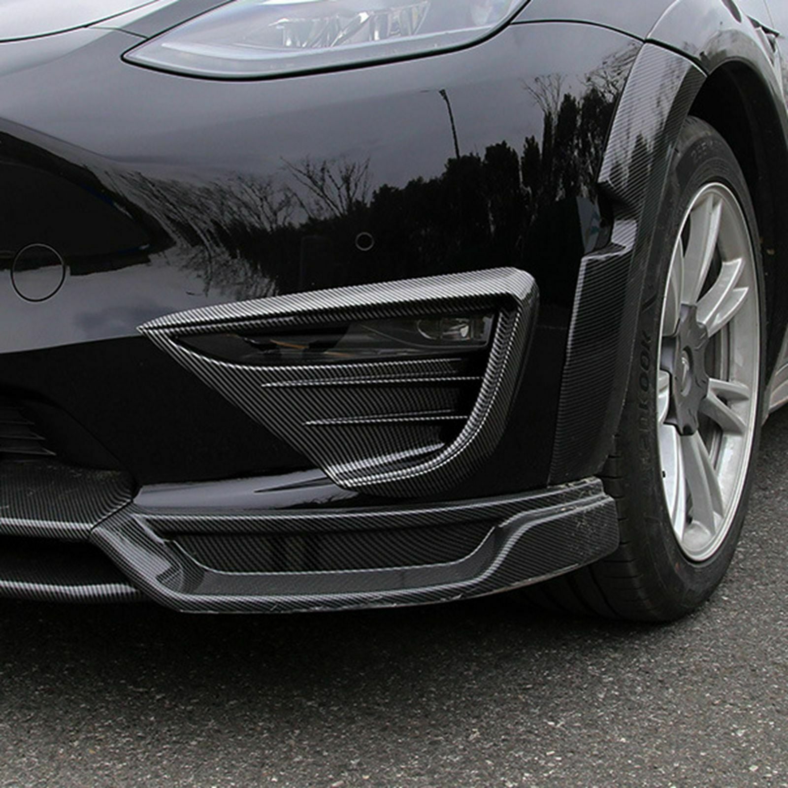 Carbon Fiber Front bumper Fog Light Spoiler Cover Trim for Tesla for Model Y 2020-23