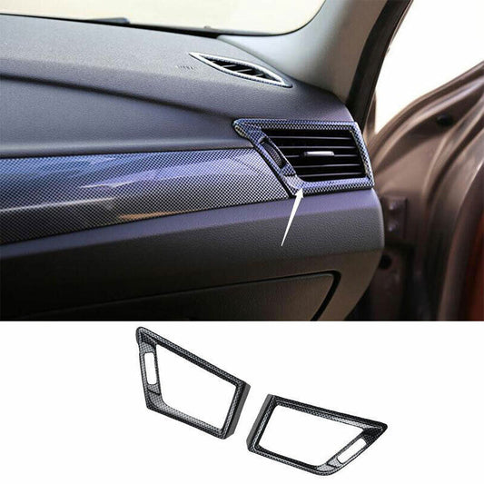 for BMW 2013-15 E84 X1 ABS Carbon Fiber Dashboard Upper Air Outlet Vent Trim 2P